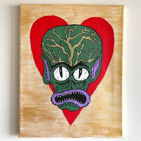 Mars Attacks! alien wall art - original painting - Picture 1 of 3